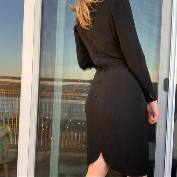 Vintage Sonia Rykiel Black Midi Shift Dress Bow - Picture 10 of 10